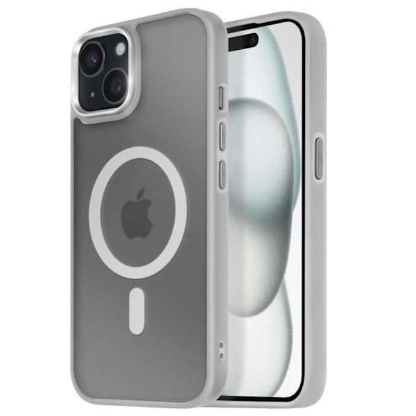 MagSafe-kuori iPhone 15 Plus ja 14 Plus Matta Taustagrafiikka Harmaa Reuna Grå