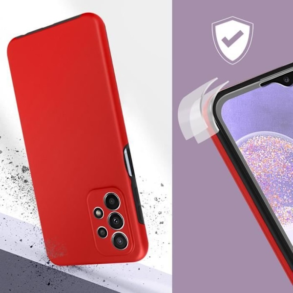 AVIZAR Helkroppsfodral till Samsung Galaxy A23 - Röd - 360° skydd Röd