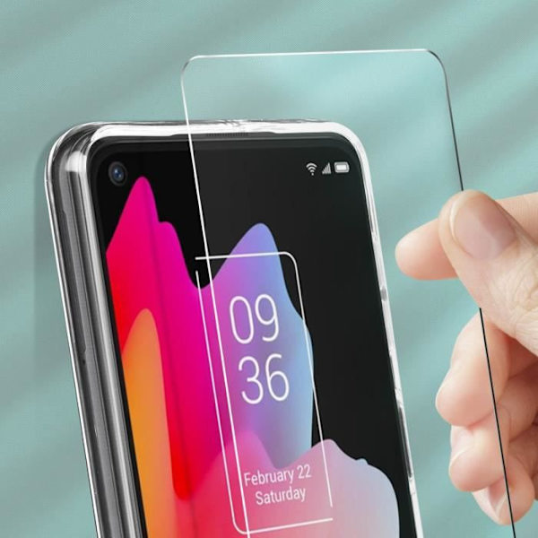 Skyddsfodral - AVIZAR - TCL 10L - Mjuk silikon - 9H härdat glas - Transparent Vit