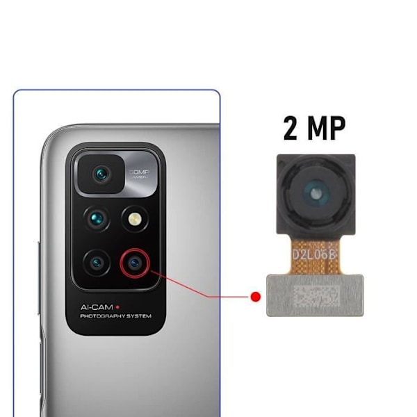 Bagkamera til Xiaomi Redmi 10 2MP Dybdesensor Sort