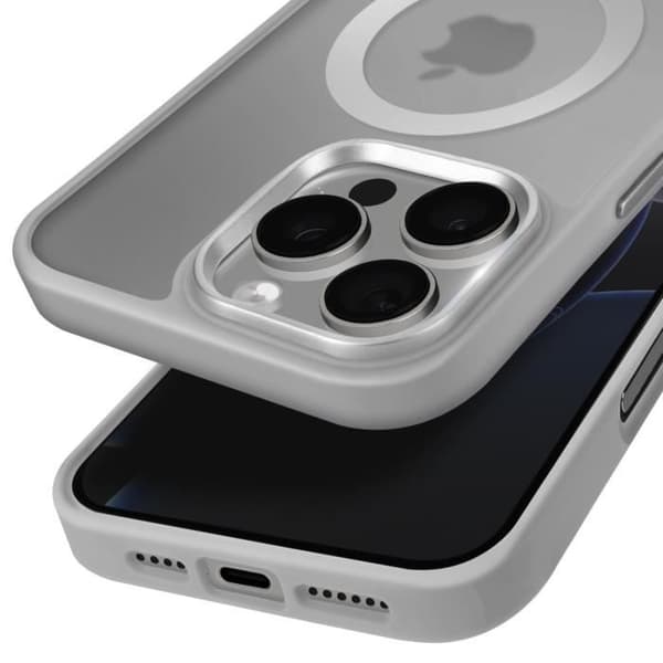 Coque MagSafe för iPhone 16 Pro Matt Frostad Baksida Grå Kontur Grå