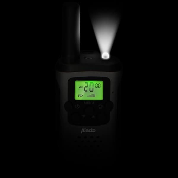 Alecto FR-175 - Sæt med to walkie-talkies, Rækkevidde op til 7 kilometer, hvid/sort