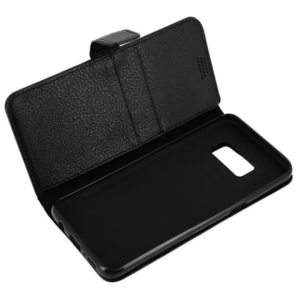 Huscover Portfölj - Samsung - Galaxy S8 Plus - Ekologisk läder - Svart - Mjuk Svart