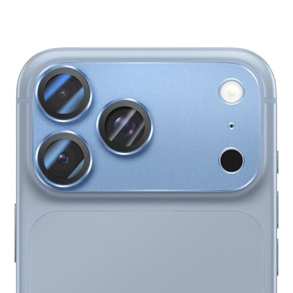 Skyddskamera för iPhone 18 Pro Max i Härdat Glas Monoblockdesign Ljusblå Blå