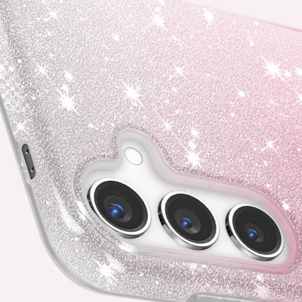 Suojakuori Samsung Galaxy S24 Plus Glitter Silikoni Puolijäykkä Hieno valkoinen / Pinkki - AVIZAR - Glamour - Mixed Rosa