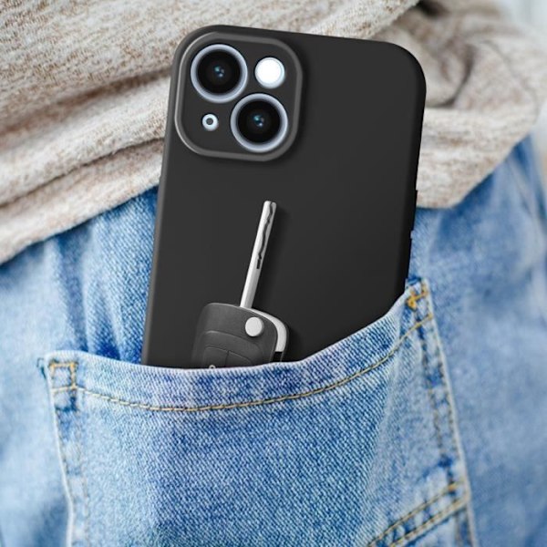 Silikonetui til iPhone 15 Plus - AVIZAR - Sweet Series - Sort - Soft Touch - Tyndt og slankt design Svart