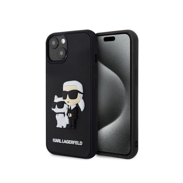 Cover til Apple iPhone 15 Plus 3D gummi Karl & Choupette Karl Lagerfeld Sort Svart