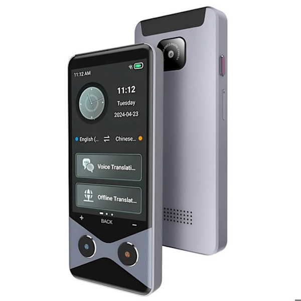 Offline AI oversætter 2-i-1 Telefon 4G Nano SIM 137 sprog Sort Svart