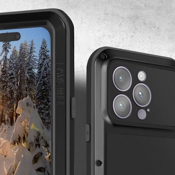 Coque - LOVE MEI - iPhone 14 Pro - Iskunkestävä - Vedenpitävä - Äärimmäinen suojaus Svart