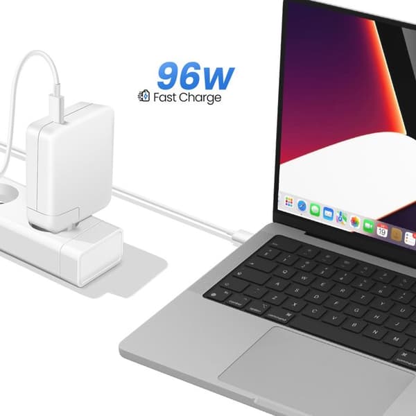 Lader til MacBook Pro 16'' M1 til M3 USB-C 96W + Kabel 1,8m Hvid Vit