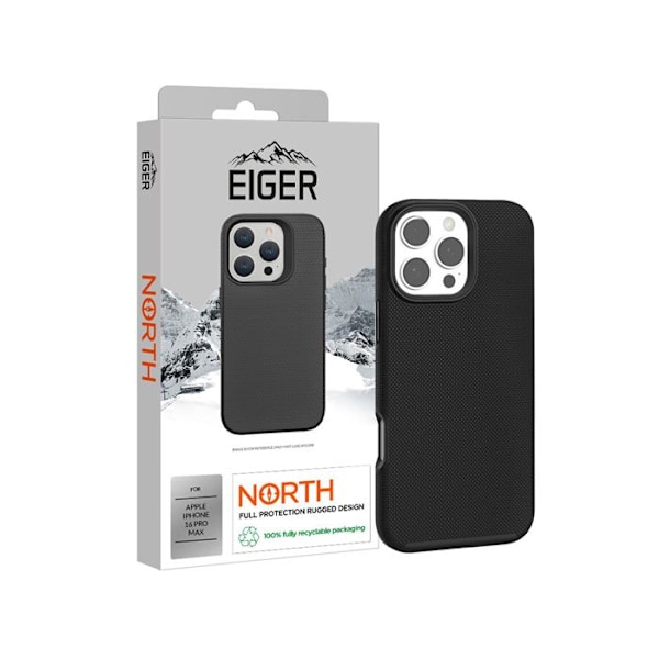 Coque rigide til iPhone 16 Pro Max Drop Test 4m North Case Ultra Forstærket Eiger Sort Svart