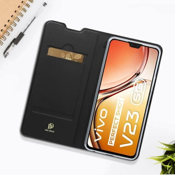 Vivo V23 5G Taske - DUX DUCIS - Kortholder Video Support - Sort Svart