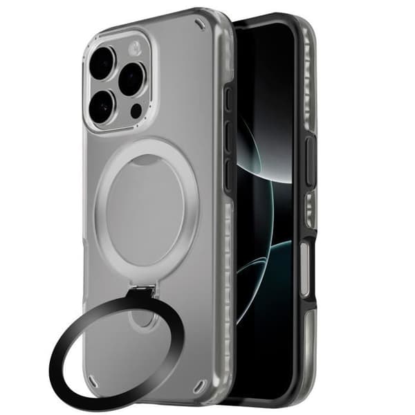 Coque MagSafe - Stötsäker - iPhone 16 Pro Max - Fällbart Stöd - Svart - Bimaterial Svart
