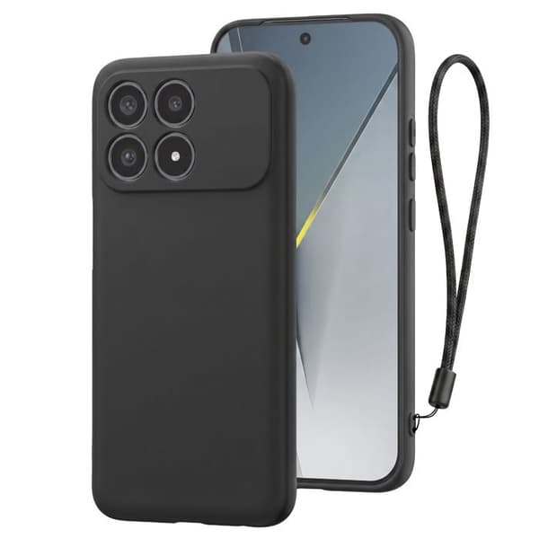Silicone Cover til Xiaomi Poco F8 Pro med Sort Håndledsrem Svart