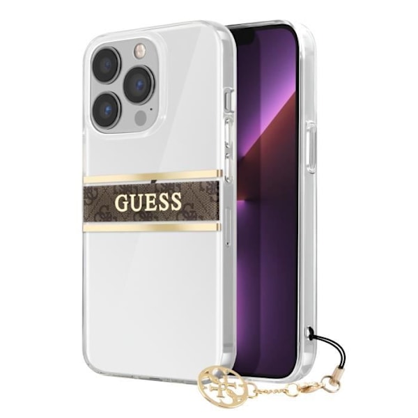 iPhone 13 Pro Stripe Charm Etui med Guess Charm i Brun kastanj