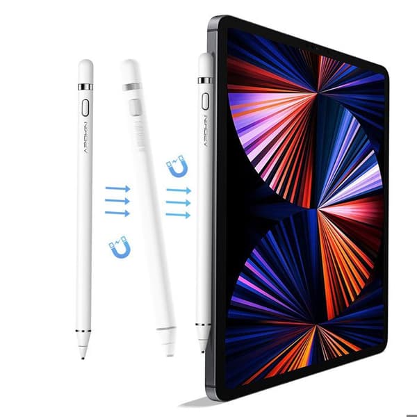 Taktile Stylus - APOKIN - Spids 1,5mm - Batteritid 20 timer - Micro-USB Opladning - Hvid Aluminium Vit
