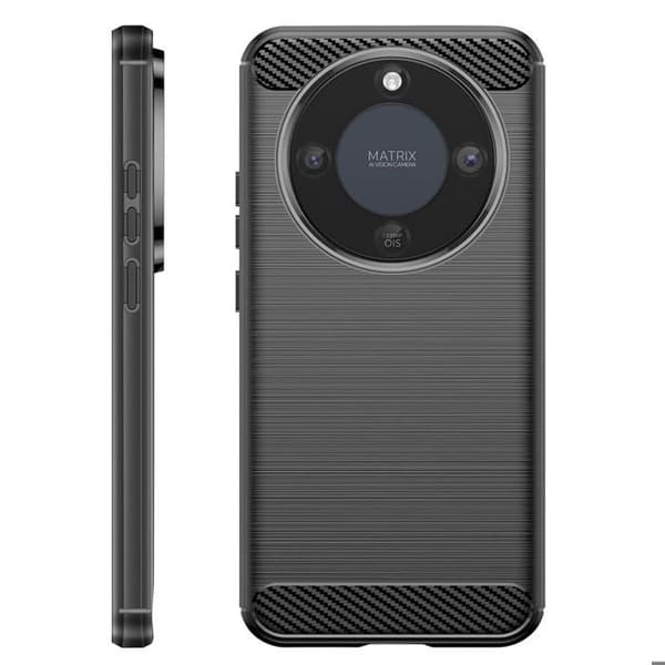 Silicone Cover til Honor Magic 8 Lite med Carbon Effekt Børstet Tekstur Sort Svart
