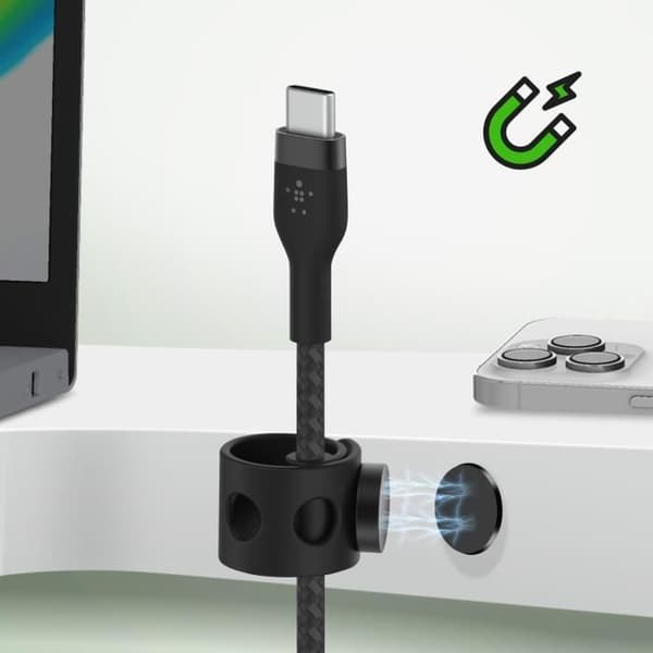 USB-C til Lightning kabel - BELKIN - BoostCharge Pro Flex - 27W - 1m - Sort Svart