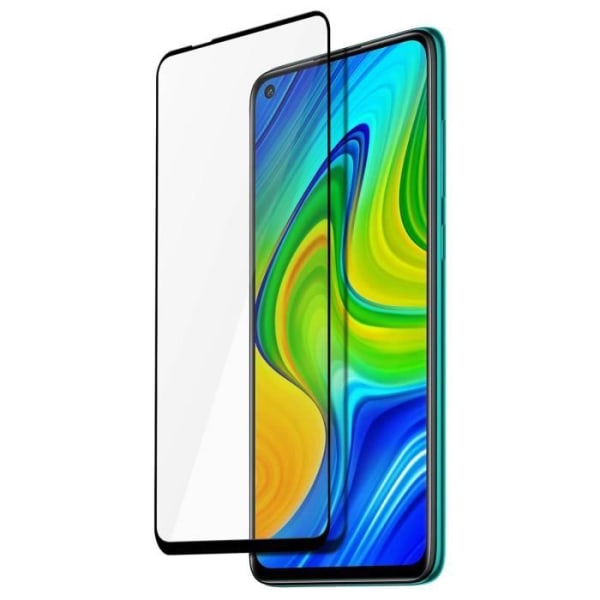 Xiaomi Redmi Note 9 hærdet glasfilm 9H Anti-fingeraftryk - Gennemsigtig sort omrids Sort