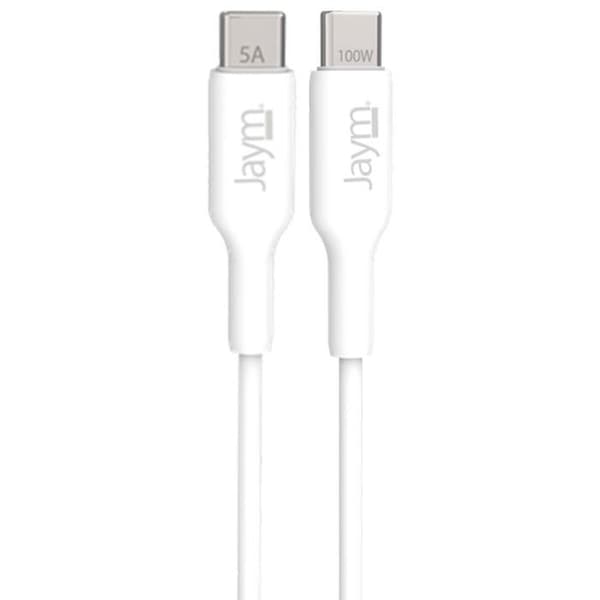 Lade- og synkroniseringskabel USB-C til USB-C PD 3.0 100W 1m Jaym Hvid Vit
