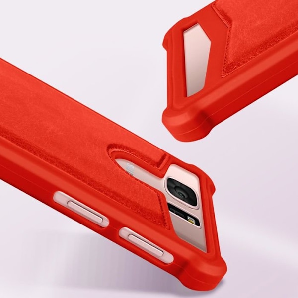 Coque Smartphone 5.3'' til 5.6'' Silikone Gel Forstærkede Mønt Bag Effekt Læder Rød Röd