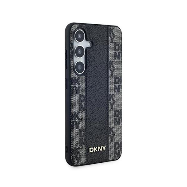 DKNY Checkered Leather Mono Pattern MagSafe - Suojakuori Samsung Galaxy S24+:lle (musta)