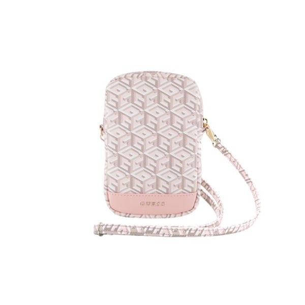Mobilväska - Guess - Zip GCube Bottom Stripe - Rosa - Ekologiskt läder - Justerbar rem Rosa