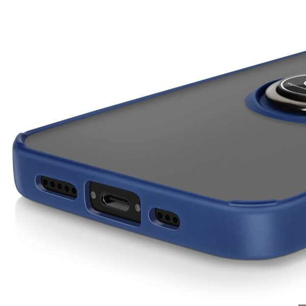Stødabsorberende Cover - iPhone - 16e - Blå - Magnetisk Ring - Polycarbonat/Silikonegummi Blå
