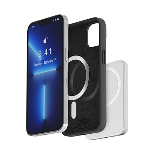 Puro Icon Magneettinen iPhone 14 silikonikotelo, musta sort