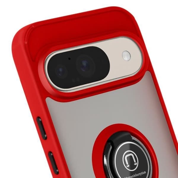Coque Antichock - Google - Pixel 9/9 Pro - Röd - Videostöd För Ring - Metallfinish Röd