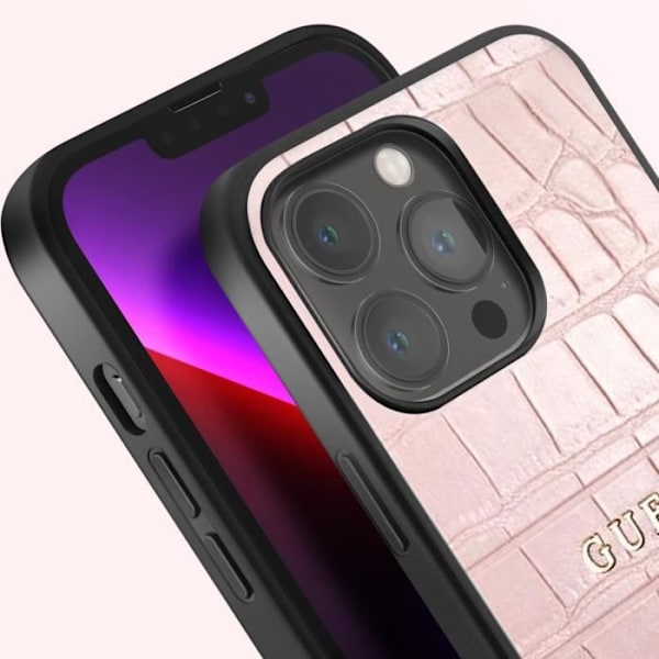 Coque iPhone 13 Pro Iskunkestävä Croco Tyylikäs Guess Vaaleanpunainen Rosa