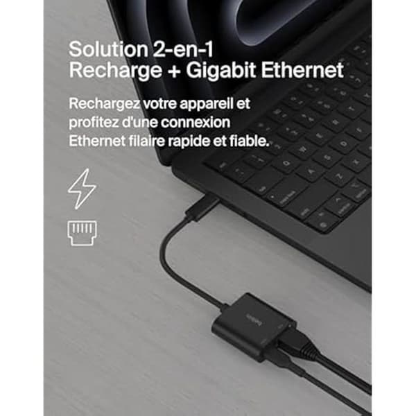 USB-C til Ethernet Adapter - BELKIN - Connect - 100 W - 10/100/1000 Mbits - Sort