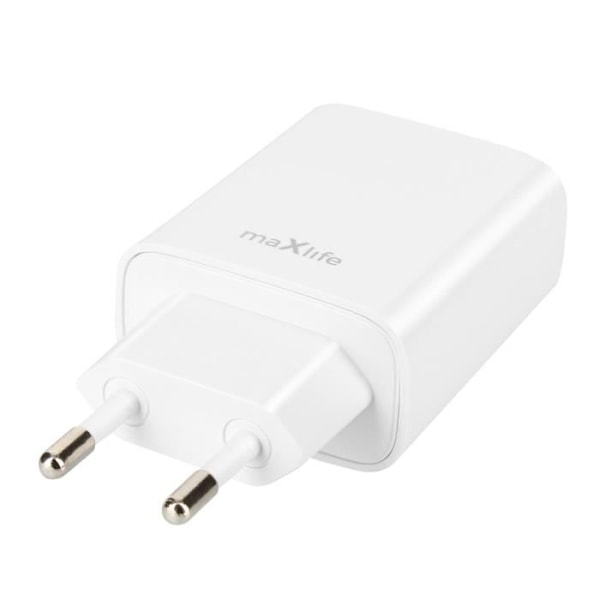 USB C Vægoplader Power Delivery 20W Ultra Hurtig Opladning Maxlife Hvid Vit