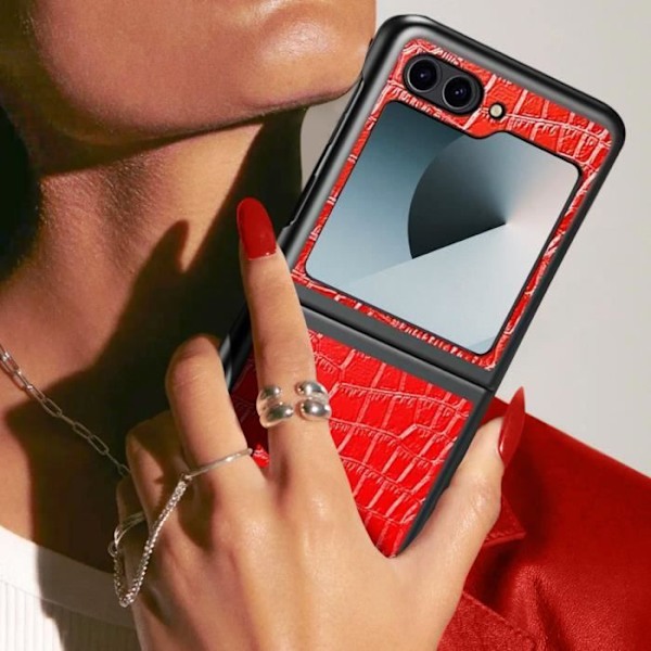 Etui til Samsung Galaxy Z Flip 6 Anti-Fingerprint Crocs Wild Series Rød Röd