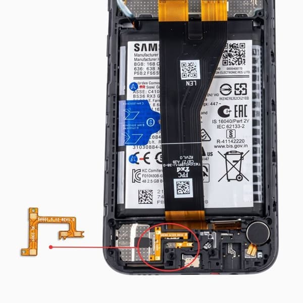 Intern højttaler membran til Galaxy A14 5G med orange flex kabel Apelsin