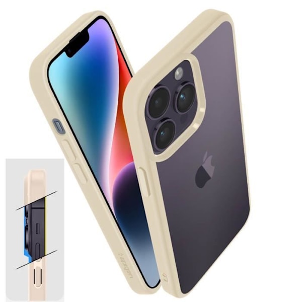 Spigen iPhone 14 Pro Max Clear Outline Beige Stötsäkert Ultra Hybrid-fodral Transparent