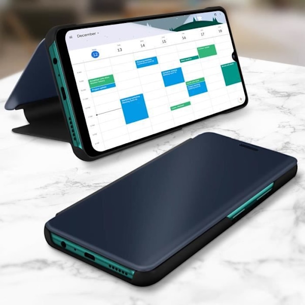 Housse - AVIZAR - Huawei Y6p - Läpinäkyvä - Peili Design - Video Tuki Svart