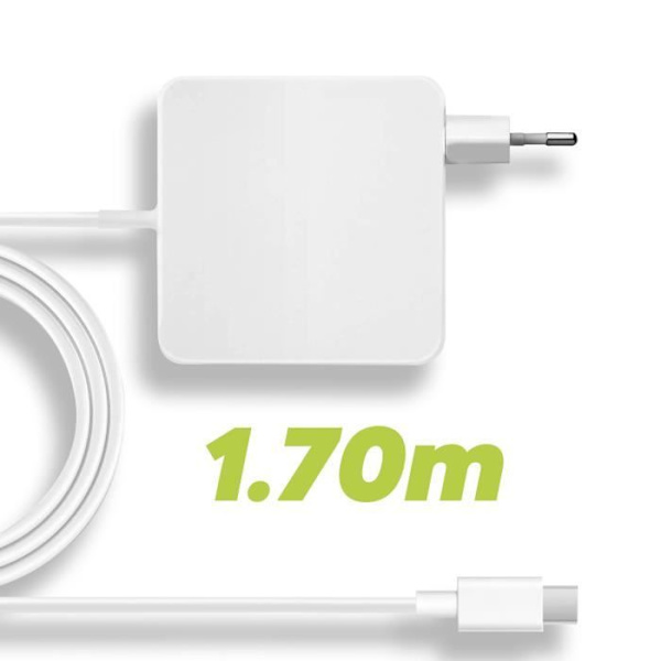 USB C-strømkilde til MacBook - MOXIE - 61W - 1,7m kabel - Hvid Vit