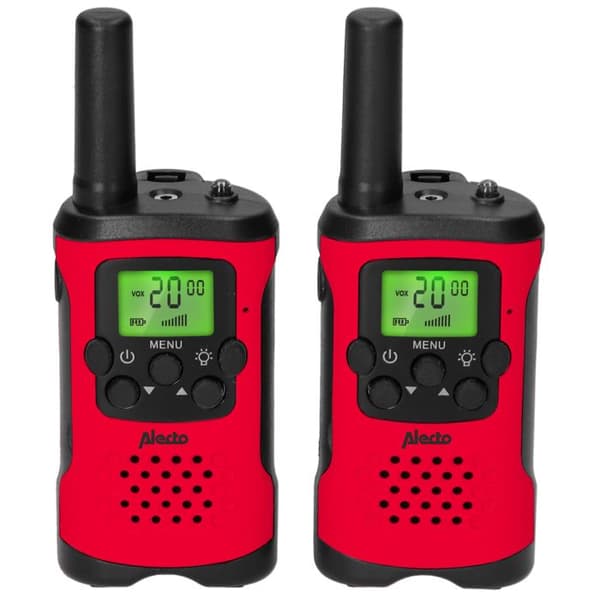 Alecto FR115RD - Sæt med to walkie-talkies til børn, Rækkevidde op til 7 kilometer, rød/sort Rød, Sort