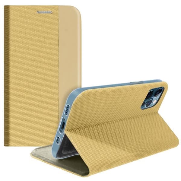 Cover - AVIZAR - iPhone 12 Pro Max - Soft-touch - Kortopbevaring - Videostativ Gul