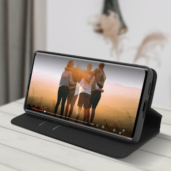 Housse - AVIZAR - Oppo Reno 4 Pro - Øko-læder - Stativfunktion - Sort Svart