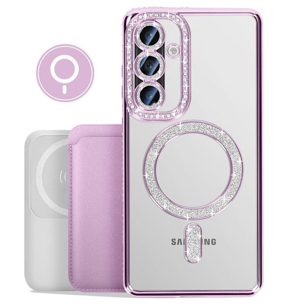 Coque Diamant pour Samsung Galaxy A56 MagSafe Contour Strass Violet Lila