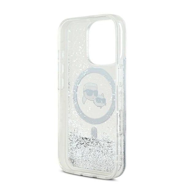 iPhone 16 Pro Max Fodral - Karl Lagerfeld Liquid Glitter MagSafe (KLHMP16XLGKCSGH) - Karl&Choupette Head Clear