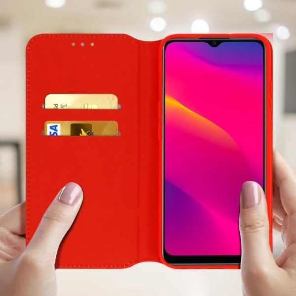 Housse - AVIZAR - Oppo A9 2020 og A5 2020 - Folio Tegnebog Etui - Øko-læder Rød - Støttefunktion Röd