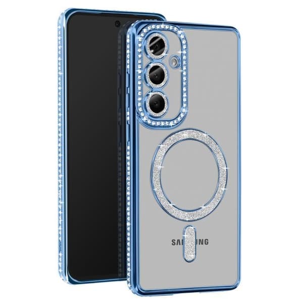 Coque - Samsung - Galaxy S24 FE - Diamant - Strass - MagSafe - Lys Blå Blå