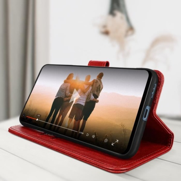 Oppo Reno 6 5G Case Flip Wallet Function Video Support Red Red Röd