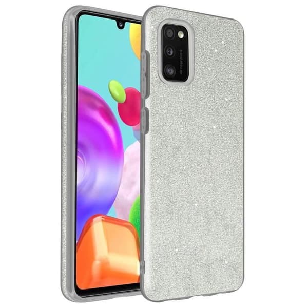 Beskyttelsescover - Samsung - Galaxy A41 - Paillette - Semi-solid silikone - Chic Silvergrå