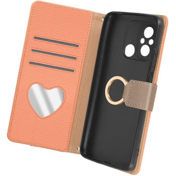 Olkahihnakotelo - AVIZAR - Xiaomi Redmi 12C - Vetoketjullinen lompakkopussi - Oranssi - Kiiltävä - Aikuinen Orange