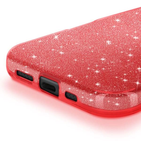 Glittrande Skal för iPhone 16 Plus Stötsäkert Röd Röd