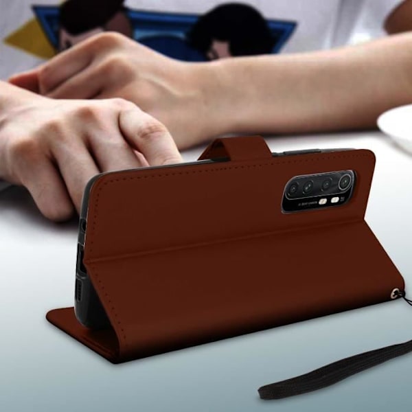 Etui - AVIZAR - Mi Note 10 Lite - Vintage Läder - Flexibel - Inkluderar Handrem kastanj